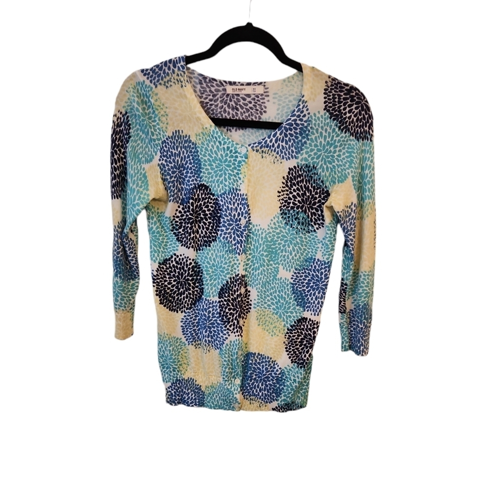 Old Navy Turquoise Blue Three Quarter Sleeve Cardigan Size XS